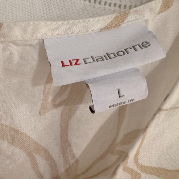 Linen Blend Cream Boxy Embellished Top Size Large - Picture 3 of 5